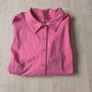 Isaac Mizrahi Live Women’s Size Large Pink Long Sleeve Button-Up Shirt